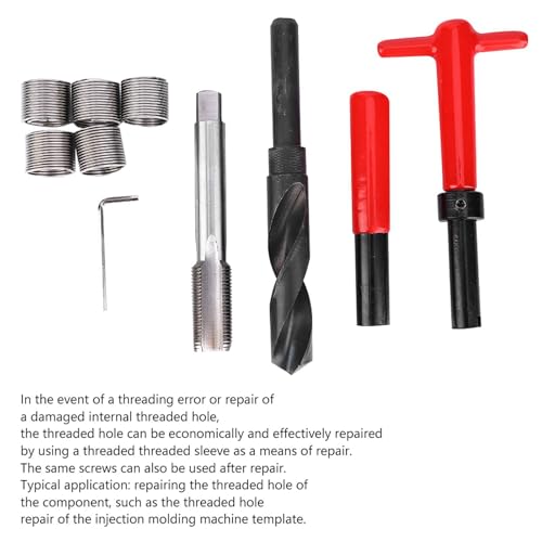 M18x1.5 Thread Repair Kit, 10 Pcs Helicoil Thread Repair Kit Thread Chaser Set, Portable Thread Metric Inserts Repair Kits Helicoil Thread Repair kit, Compatible Hand Tool Set for Auto Repairing - color: M18x1.5