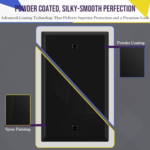 ENERLITES Blank Metal Wall Plate, 1-Gang, 10 PACK, Black Matte - color: Black Matte, size: 1 Gang - Standard