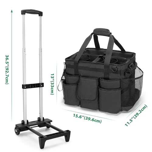 LoDrid Professional Rolling Cleaning Bag with Detachable Trolley, Black - color: Black