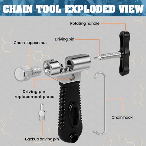 Oumers Universal Bike Chain Tool, Road & Mountain Bicycle Chain Breaker & Installer Kit, Chian Splitter Repair Kit - color: black