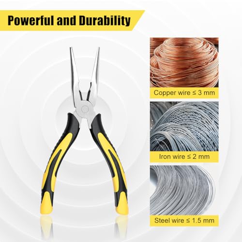 Long Needle Nose Pliers-8’’Soft Grip with Wire Cutter for Home,2pcs - size: Two-8in