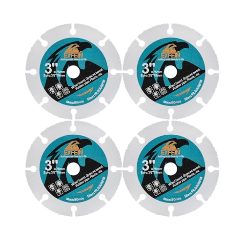 3 Inch Circular Saw Blades for Wood 4pcs, 3 Inch Cut Off Wheel for Wood with Nails Laminate Rubber Pipe Plastic Plaster Arbor 10mm - size: Carbide(for wood)