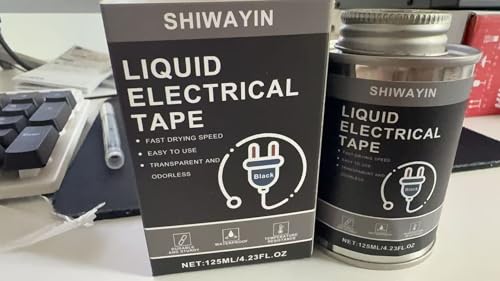 Liquid Electrical Tape 2-Pack, Black, 125ml Each, Waterproof, Fast Drying, High Temperature Resistant, Flexible Rubber Coating for Wires Cables Electrical Equipment, Anti-Corrosion Insulation Sealant