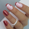 CurvLife Medium Oval Press On Nails, Santa Hat, Soft Gel - color: Santa Hat Nails