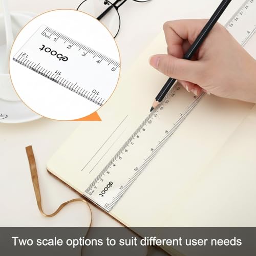 EBOOT 2 Pcs Plastic Ruler Straight Ruler Plastic Measuring Tool for Student - color: White, size: 12 Inch