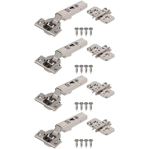 Blum Clip top BLUMOTION Hinge Kit (2 Kits), Full Overlay, 110° Opening Angle, Steel, Soft Close Euro-Style Hinges with Clip Mounting Plate for Frameless Cabinets - size: 2 Kits