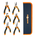 MANUFORE 6-Piece Mini Pliers Set — Needle Nose, Long Nose, Diagonal, Flat Nose, End Cutting & Linesman Pliers for Precision DIY, Electronics Repair, Jewelry Making & Crafting