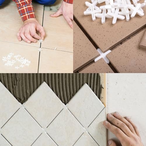 uxcell 100Pcs Tile Spacers, 8mm 5/16" Cross Shape Wall Floor Tile Spacer Tiling Tools for Ceramic Tile Installation, White