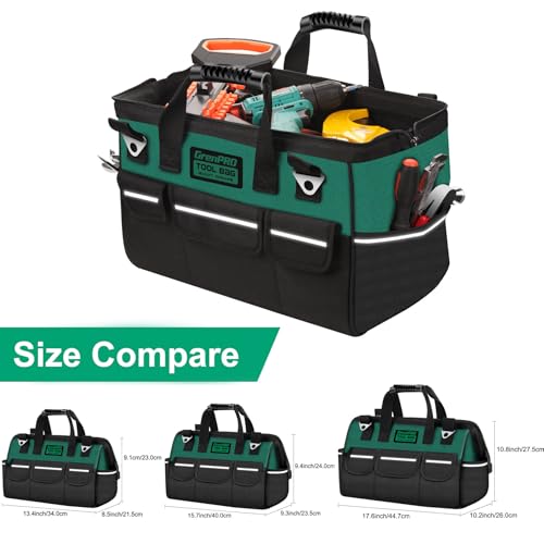 GRENPRO 16" Heavy Duty Tool Bag Organizer, Wide Mouth Portable Toolbox - size: 16 Inch Soft Bottom