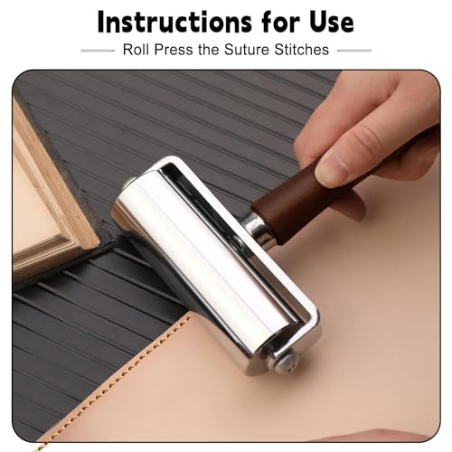 Mnuizu 100 mm Leather Press Edge Roller, Brayer Rollers for Crafting - color: Black, size: 100mm