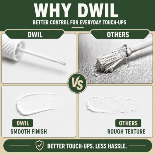 DWIL White Paint Touch Up Paint Pen- 1.5 Oz Wood Furniture Paint for Wood Refinishing, Quick-Dry White Paint for Wood Scratches, Chips and Spots on Furniture, Cabinets, Doors, Tables, Dressers (White) - color: White