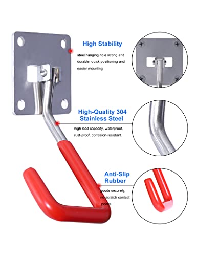 Stainless Steel Heavy-Duty Adjustable Wall Storage Hooks with Anti-Slip Coating for Chainsaws, Bicycle, Garden Tools (Screws and Dowels Included) - color: 1 Pack