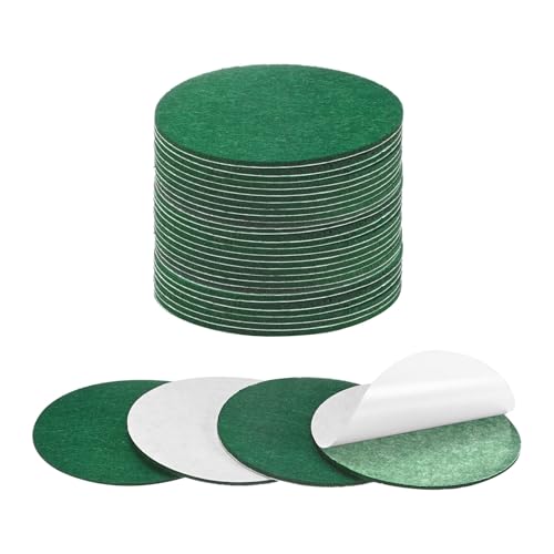M METERXITY 30-Pack Lamp Base Felt, 3.5 Inch Dia. 2mm Thick Self Adhesive Round Fabric Felt Pads for Lamp/Furniture/DIY, Non-Slip Fiber Backed Patch Circles with Adhesive Backing [Green] - color: Green, size: 3.5" Dia