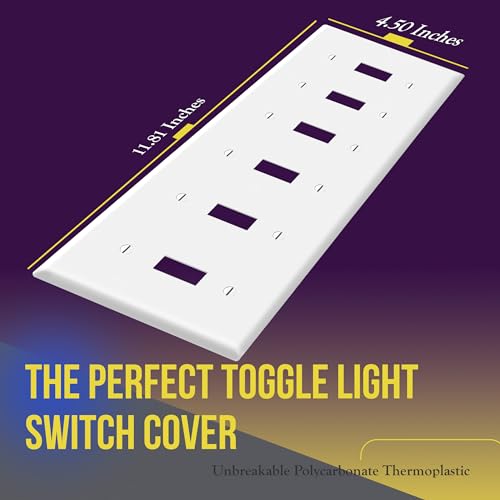 ENERLITES 6-Gang Toggle Light Switch Wall Plate Cover, 1 Pack, White - color: White, size: Standard Size