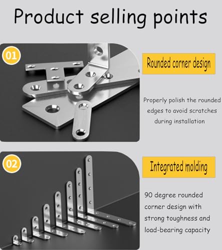 4 Pack Flat Mending Plate for Wood, Stainless Steel Straight Brackets Flat Repair Fixing Wood Brace Joining Plates Connector with Fixing Screws (4, One line shape10in) - size: One Line Shape 10 in