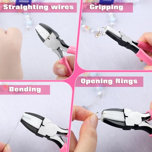 2 Pcs Jewelry Making Tools, Soft Jaw Plier with 6 in 1 Bail Making Plier 3mm to 10mm, Flat Nose Pliers with 2 Replacement Tips Wire Looping and Bending Pliers for Wire Wrapping Straightening - style: Soft Jaw Plier & Bail Making Plier