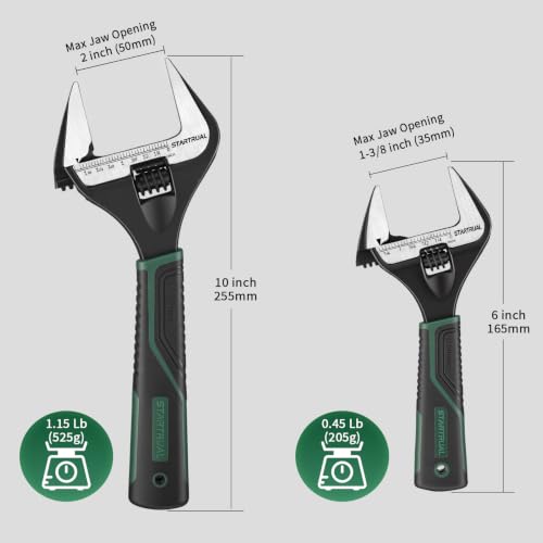 6 &10 Inch Wide Jaw Adjustable Wrench, Ultra-Wide Opening Design