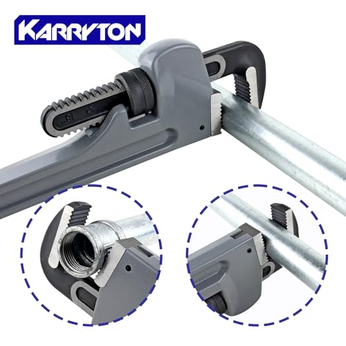 18 Inch Aluminum Pipe Wrench, 3-1/4"/83mm Adjustable Cr-Mo Jaw Opening Heavy Duty Aluminum Straight Handle Plumbing Wrenches, Perfect Plumbers Tool Exceed GGG Standard - size: 18-IN, style: Straight