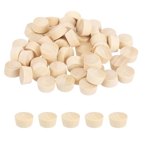 MECCANIXITY 100 Pcs Wood Plugs, 5/8" Flat Head Wood Plugs for Screw Holes Wooden Screw Hole Covers for Furniture Cabinets DIY Projects Assortment Kit - size: 5/8"