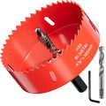 4-1/8 inch Bi-Metal Hole Saw Drill Bit - Ideal for Circular Cuts in Wood, Plastic, and Sheet Metal - 1-3/16" Cutting Depth - Includes Arbor and Pilot Bit - size: 4-1/8"(105mm)