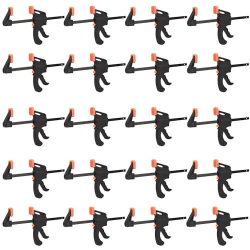 20 Pack 4 Inch F Bar Clamp, Medium Duty 70lbs One Handed Clamps/Spreader, Bar Clamps for Woodworking, Crafting, by GENHAKON - size: 20 Pack 4 Inch