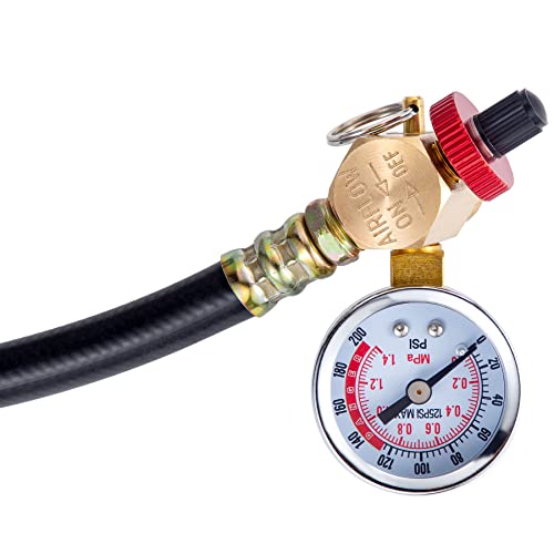 Air Tank Manifold Tool with Fill Port, Performance Tool W10056 Air Tank Manifold ，Ball Valve and Relief Bypass 1/2" NPT Tank x 1/4" NPT Hose x 1/8" NPT Gauge，for Air Compressor Carry Tank - size: 1PC 1/2" NPT Air Tank Replacement Manifold