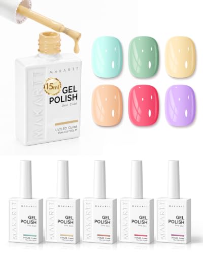 Makartt Pastel Gel Nail Polish Set 15ML: 6 Spring Summer Colors - color: Barcelona Brights