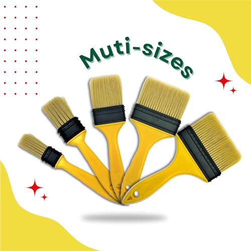 Not Chip Brush Set - 5pcs, 1, 1, 2, 2, 3 Inch, Never Lose Bristles | 100% Plastic, Stains and Single material, Chalk Paint & Wax Brushes, Disposable Trim & Varnish Brushes - size: Multi Size, 5 pcs