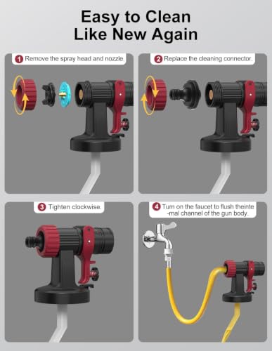 Paint Sprayer, Electric Spray Paint Gun, 3 Modes & 4 Brass Nozzles - color: Red