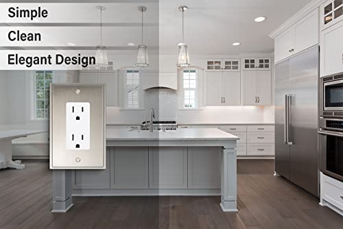 Henne Bery Soft Modern Decorative Wall Plate Switch Plate Outlet Cover (Single Decorator 2PK, Satin Nickel) - style: Single Decorator 2PK