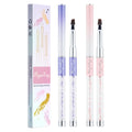 2PCS Nail Art Clean Up Brushes - Flat/Angled Nail Brushes for Cleaning Polish Mistakes on the Cuticles, Brushes for Nail Art and Designs Painting DIY - color: Purple+Pink