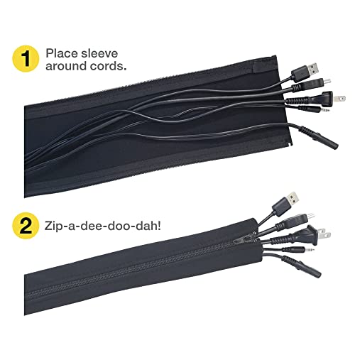 Zipper Cable Sleeve by Wrap-It Storage - 36" x 4" (2-Pack) Black - size: 36in (2-Pack)
