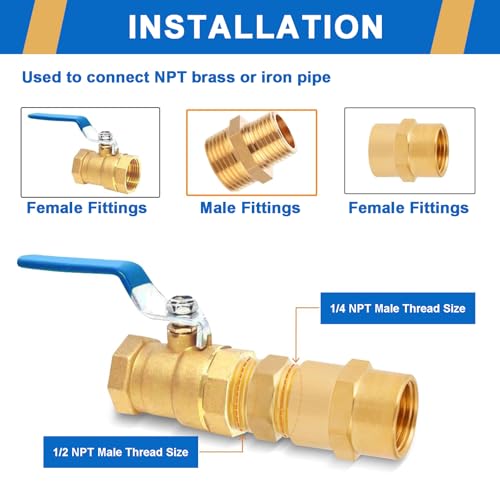 3/4" NPT to 1/2" NPT Brass Reducer Fitting, 4-Pack Solid Brass Hex Nipple | Solid forged brass, ASTM B584, 300 PSI rated. 3/4 male x 1/2 male NPT adapter for HVAC, pneumatic and air compressor systems - size: 3/4"NPT x 1/2" NPT Male