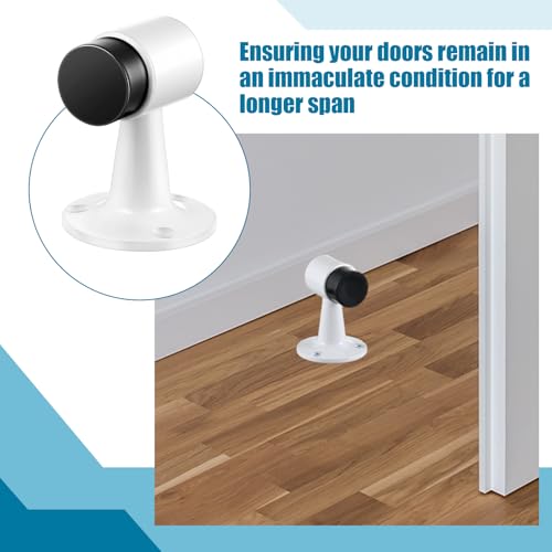 Yaocom 2 Pack Heavy Duty Floor Mounted Door Stop 3 in Aluminum Commercial Grade Door Stopper with Rubber Bumper & Stainless Steel Screws (White) - color: White