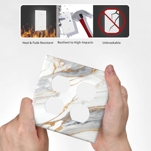 White Gray Gold Marble Light Switch Cover Decorative Wall Plate - color: 2 Gang Double Duplex Outlet