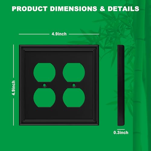 2 Pack Matte Black Decorative Double Outlet Covers Wall Plate - size: 2 Duplex 2 Pack