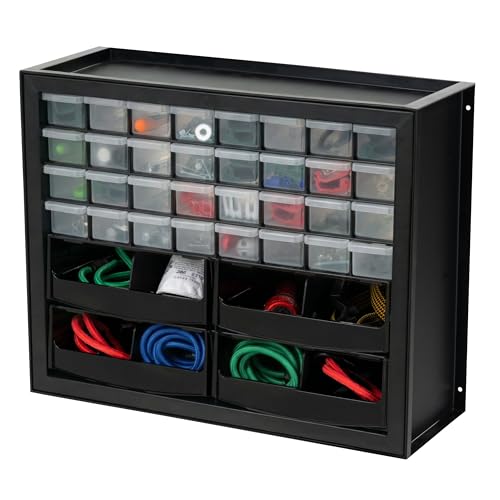 IRIS USA 32-Drawer Organizer with 4 Bins and Dividers, Garage Tool, Black - color: Black, size: 32 Drawer + 4 Bin
