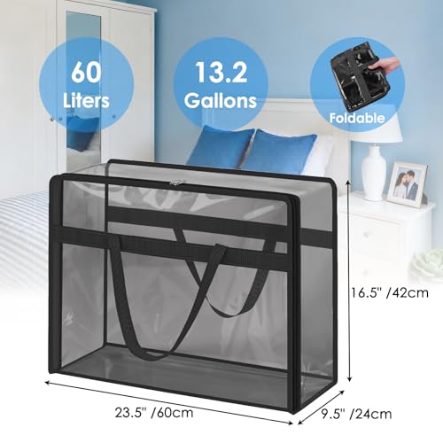 Blanket Storage Bags 4 Pack 60L Clothes Comforter Bedding Container Black - color: B-Black