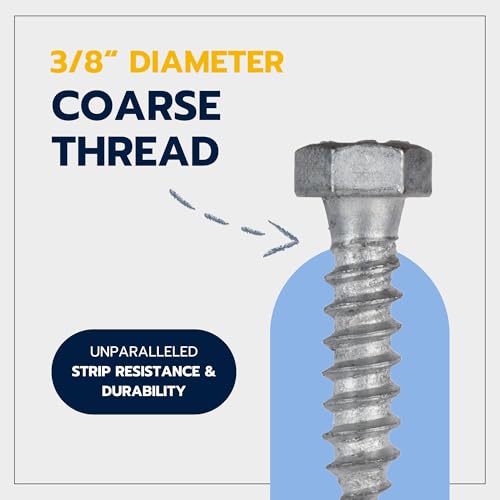 3/8 x 1-1/2 (50 Pack) Lag Screw Kit, 50 Screws and 50 washers, Hot Dip Galvanized, Meets ASME B18.2.1 Industrial/Commercial Grade by Makers Bolt - size: 3/8 x 1-1/2