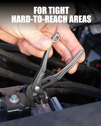 WORKPRO Mini Water Pump Pliers, 4-Inch Groove Joint Pliers for Tight Spaces - color: Grey