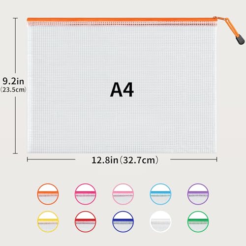 JARLINK A4 Mesh Zipper Pouch Bags, 24 Pcs Waterproof Zipper Pouch Bags - style: 24pcs