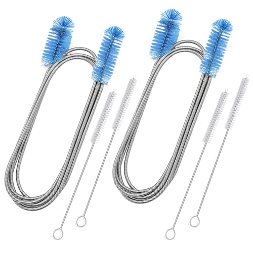 Flexible Drain Brush, 73 Inch Long Double Ended Hose Pipe Cleaners and 4 Pack 8 Inch Straw Cleaner Brush, Pipe Cleaner Brush for Cleaning, 2 Pack 73 Inch Long Tube Cleaning Brush