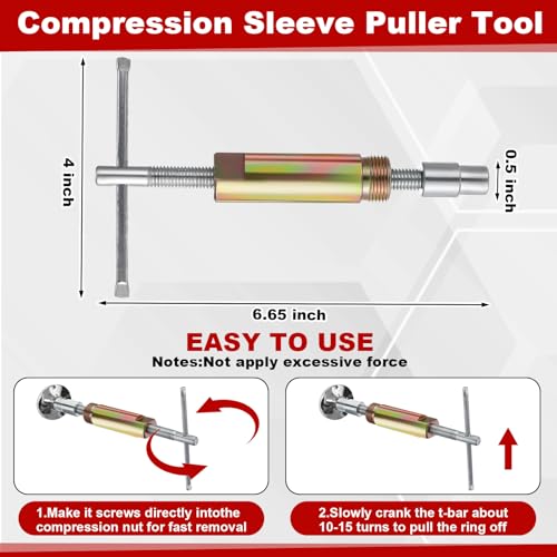 4 Pcs Angle Stop Wrench Kit Plumbing Tool, Olive Ring Removal Tool with Diameter of 1/2", 3/4", Compression Sleeve Puller for 1/2" Compression Fitting, Install Angle Stop Nut(Ferrule,Black) - size: Black, style: Ferrule