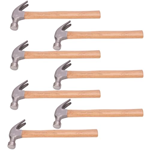 7 Pack Claw Hammer with Wooden Handle, 17.6 oz Durable Forged Steel Heads, Wooden Claw Hammer, Nail Hammer for Carpentry, Framing, Demolition & More - size: 7 Pack