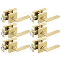 Haidms Gold Door Handles Interior, Brushed Gold Privacy Door Handle, Zinc Alloy Brushed Brass Door Handles for Bedroom, Bathroom, Heavy Duty Modern Square Interior Door Handles (6 Pack)