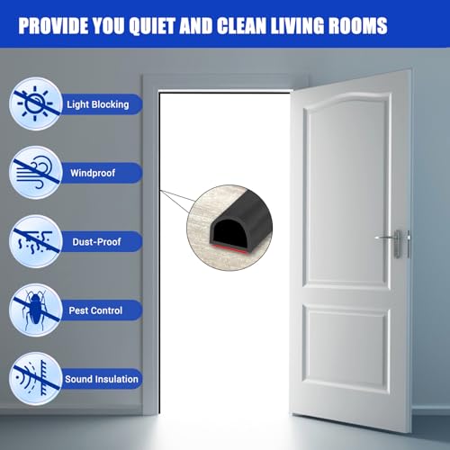 Weather Stripping Door Seal, 20Ft, Black (3/8" W × 1/4" T) - color: Black, size: S (3/8" W × 1/4" T)