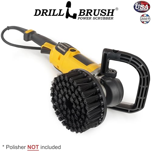 Outdoor Concrete Brush - Driveway Cleaner Scrub Brush for Rotary Polisher - color: Black