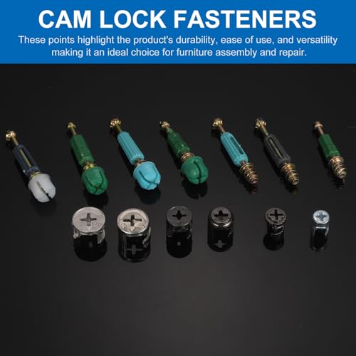 uxcell 25Set 8x11.3mm Cam Locking Screws with M6x40mm Furniture Connecting Fitting, Cam Bolts Dowels for Splicing Assembly of Table Cabinets, Green - size: M6x40mm
