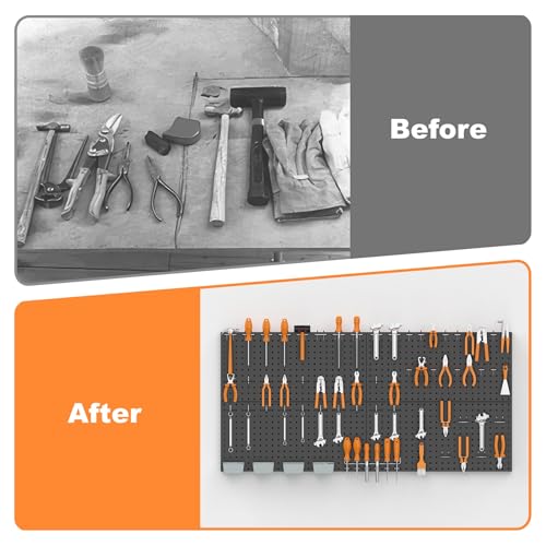 WALMANN 4 PCS 12x24 in Pegboard Panels, 24x48 in Wall Tools Pegboard - color: Black 12"*24", size: 24"*48"