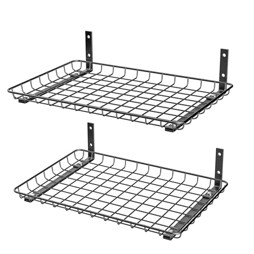 EVERHANGER Garage Wall Shelves 12x18 Inch, Wall Mounted Storage Shelf - color: Black, size: 18X 12inch